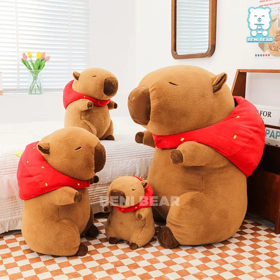 Chuột Bông Capybara Đội Mũ Dâu