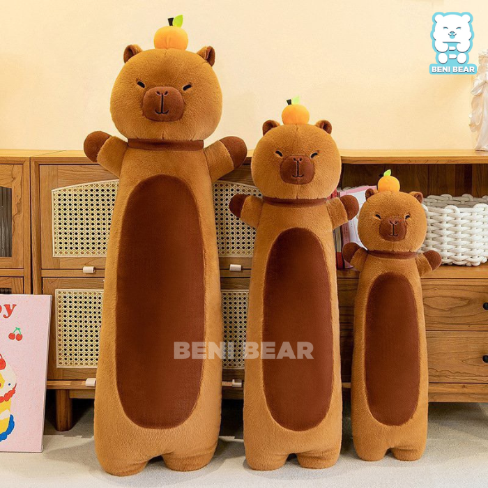 Gối Ôm Chuột Capybara Đội Quả Cam