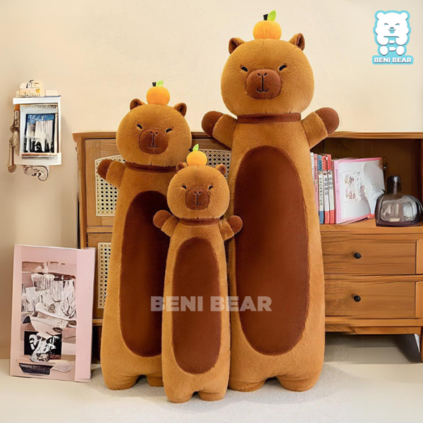 Gối Ôm Chuột Capybara Đội Quả Cam