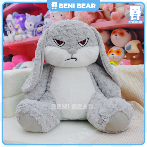 Thỏ Mặt Quạu Xám - màu sắc cá tính, chất liệu bông PP căng phồng, siêu mềm mịn