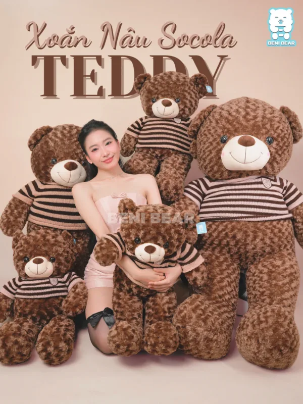Gấu Teddy Lông Xoắn màu nâu socola – thiết kế nổi bật, dễ thương