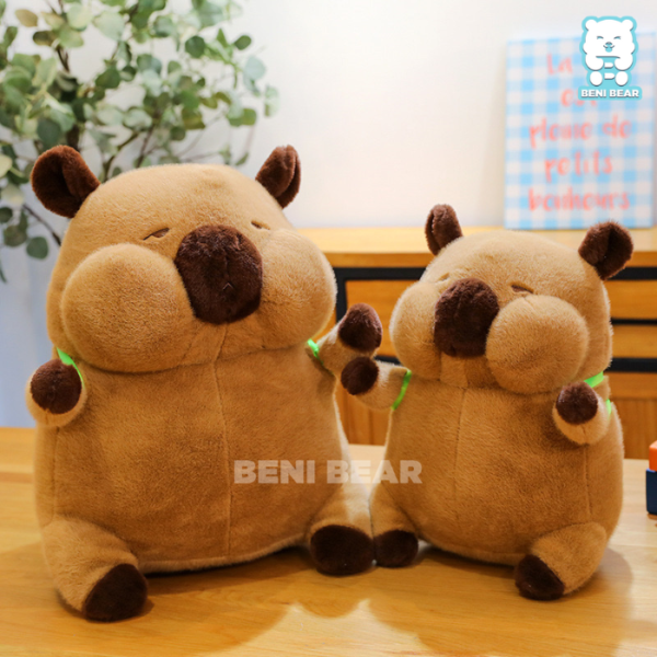 Chuột Bông Capybara Má Phính Đeo Balo Rùa