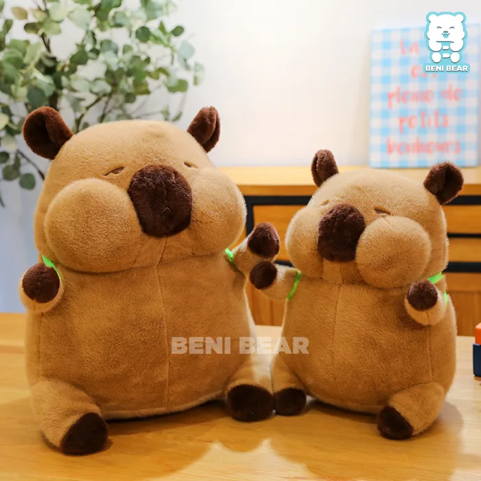 Chuột Bông Capybara Má Phính Đeo Balo Rùa