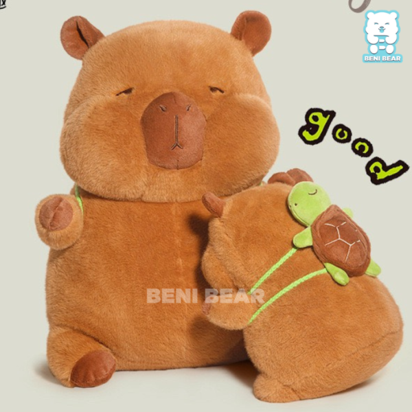 Chuột Bông Capybara Má Phính Đeo Balo Rùa