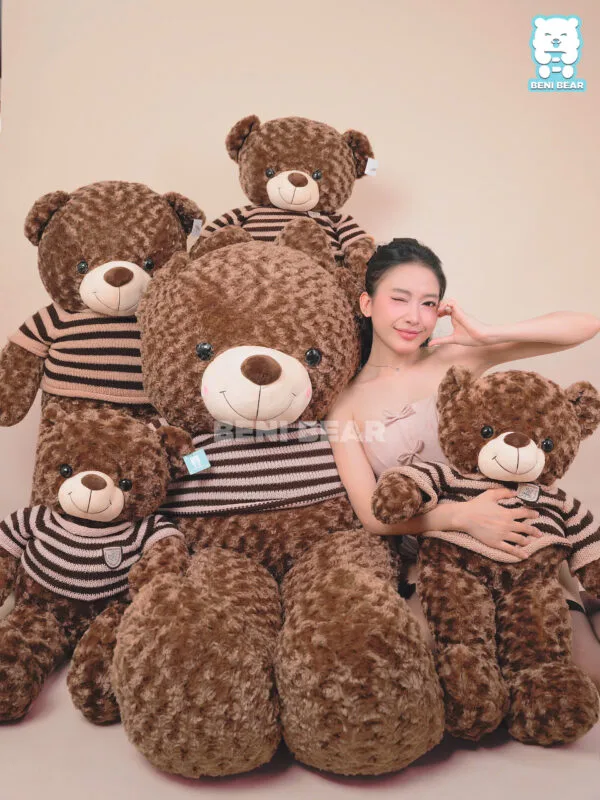 Bộ sưu tập Gấu Teddy lông xoắn socola đủ size từ 80cm đến 1m6 – thiết kế đơn giản nhưng không kém phần tinh thế, màu sắc vô cùng sang trọng