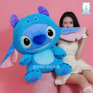 Gấu bông Stitch cosplay Sulley chính diện – thiết kế đáng yêu, mắt to, tai dài, màu xanh nổi bật