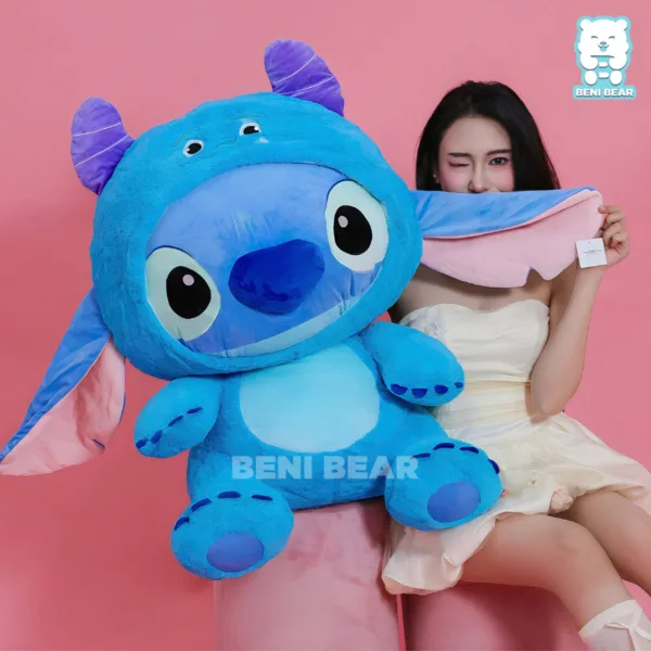 Gấu bông Stitch cosplay Sulley chính diện – thiết kế đáng yêu, mắt to, tai dài, màu xanh nổi bật