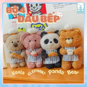 Bộ 4 Đầu Bếp đáng yêu – Gấu, Koala, Gấu Trúc, Voi – sẵn sàng mang đến niềm vui!