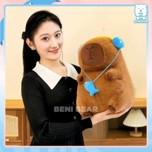 Capybara Đeo Tai Nghe - Gấu bông thư giãn, dễ thương, mềm mại