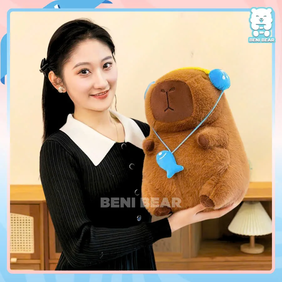 Capybara Đeo Tai Nghe - Gấu bông thư giãn, dễ thương, mềm mại