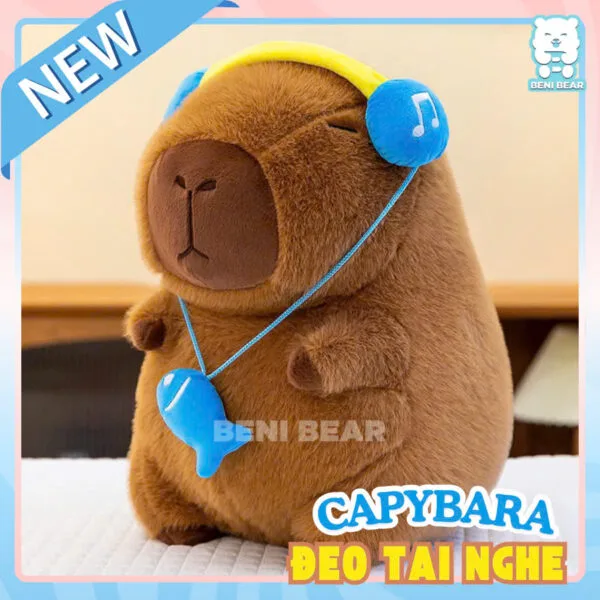 Capybara Đeo Tai Nghe – Nhìn là muốn ôm ngay!