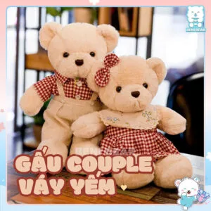 Gấu Teddy Couple Váy Yếm – Một chút cổ điển, một chút đáng yêu, và tràn đầy tình cảm!