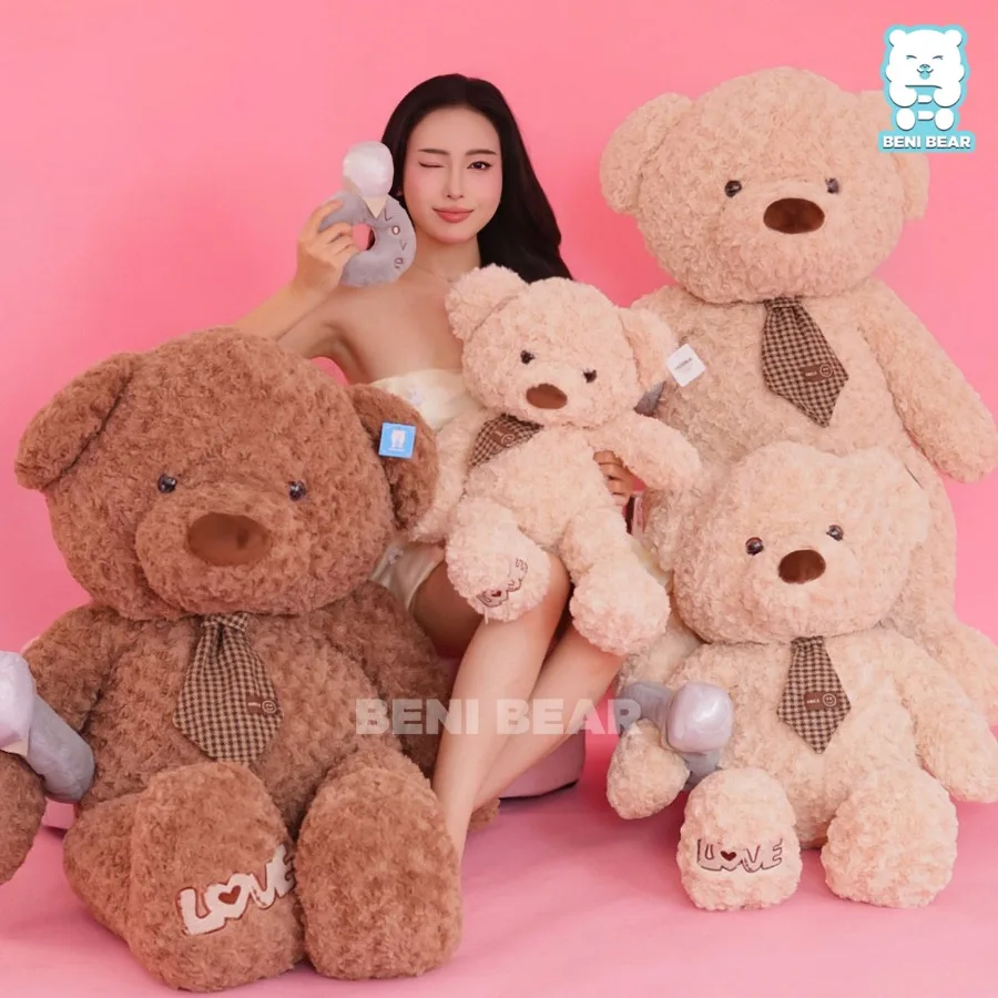 Gấu Teddy Lông Xoắn Đeo Cà Vạt đủ các size