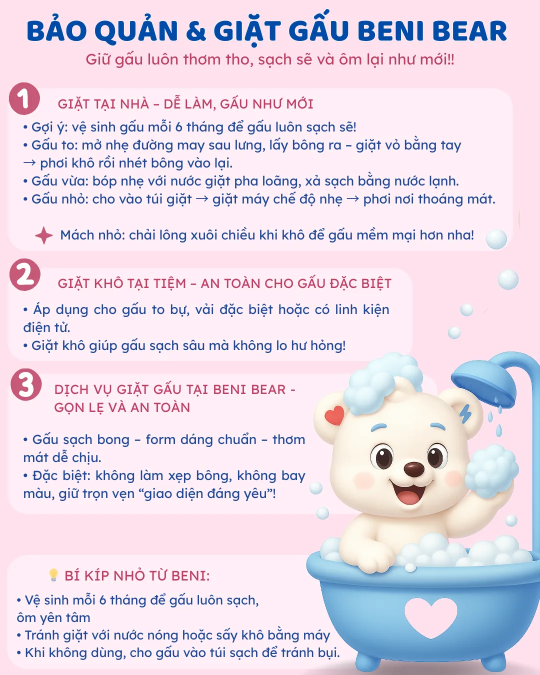 BẢO QUẢN & GIẶT GẤU BENI BEAR