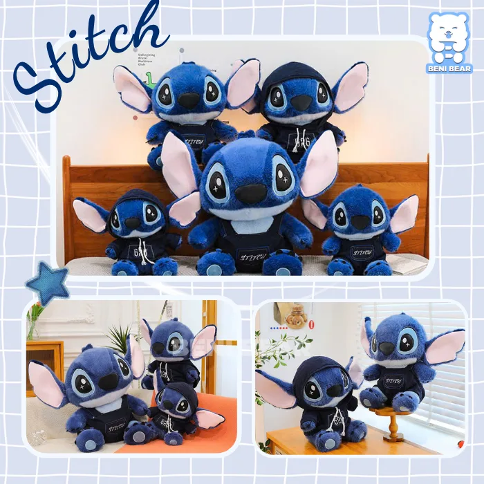 Hình ảnh sản phẩm Gấu Bông Stitch Xanh Đeo Yếm