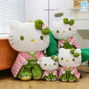 Gấu bông Hello Kitty váy kimono đủ size 35cm đến 60cm, tạo dáng như gia đình nhỏ, dễ thương và mềm mịn