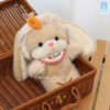 Gấu bông Thỏ Baby Cà Rốt ngồi trong giỏ mây, gương mặt má hồng dễ thương, đội mũ tai thỏ có củ cà rốt nổi bật