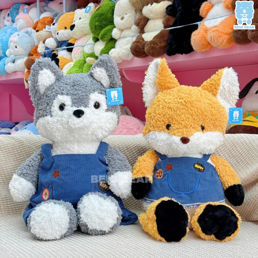 Thú Váy Yếm 55cm phiên bản Cáo Cam & Sói Xám siêu dễ thương, lông mềm mịn