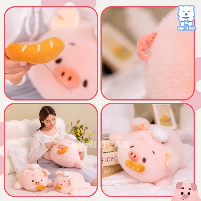 Đuôi heo được may bo tròn mềm mại, từng chi tiết tỉ mỉ.