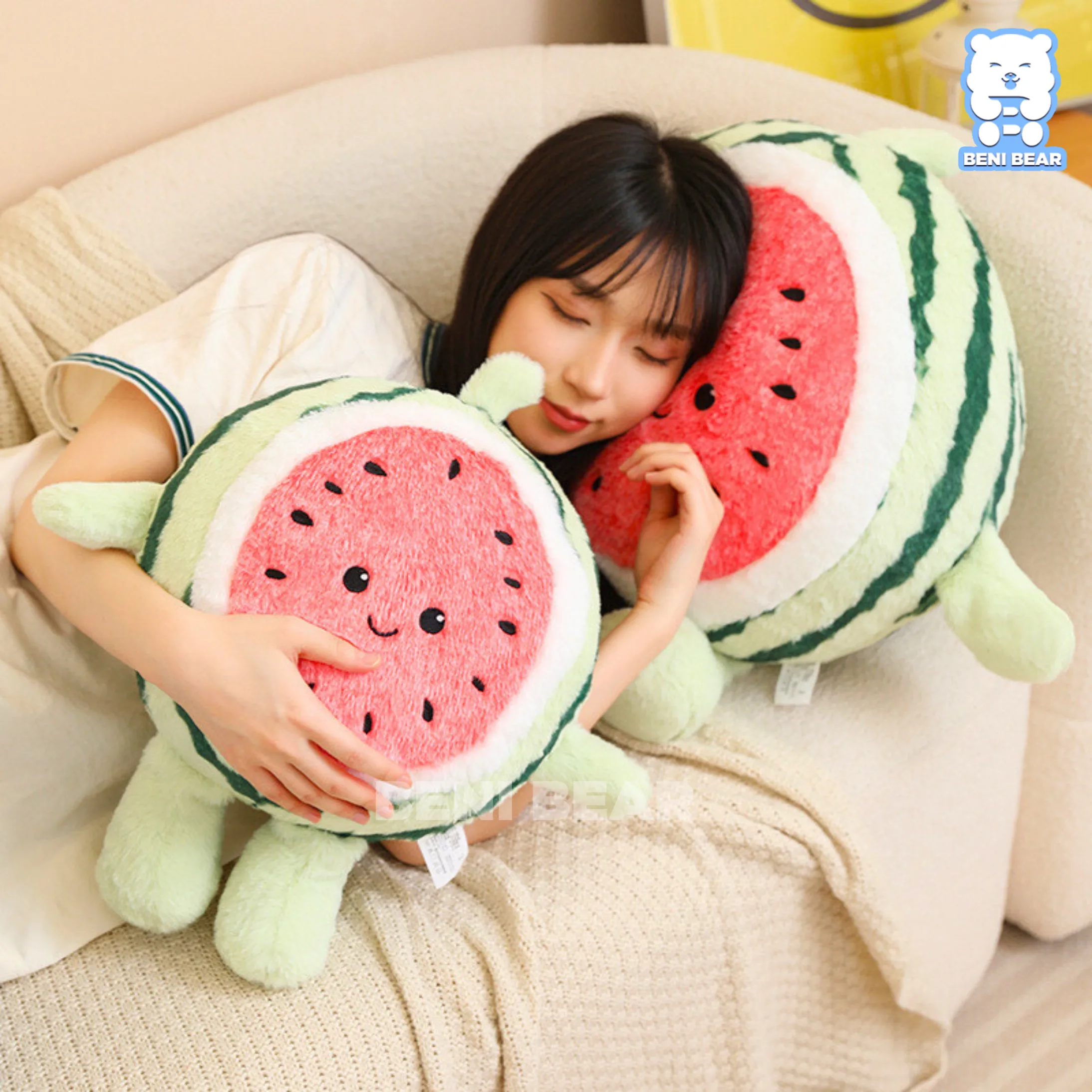Gấu Bông Quả Dưa Hấu Baby rất phù hợp để làm gối nằm ngủ đấy