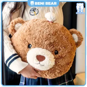 Gối Gấu Nâu Beni Bear: Mềm mại, thoải mái, trang trí ô tô và ghế sofa.