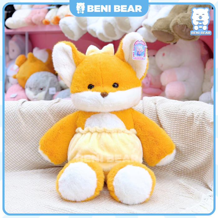 Cáo Baby Mặc Bỉm Beni Bear ngồi, nơ xinh, gấu bông lông mềm.