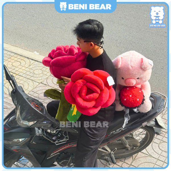 Hình ảnh gấu bông hoa hồng nơ vàng