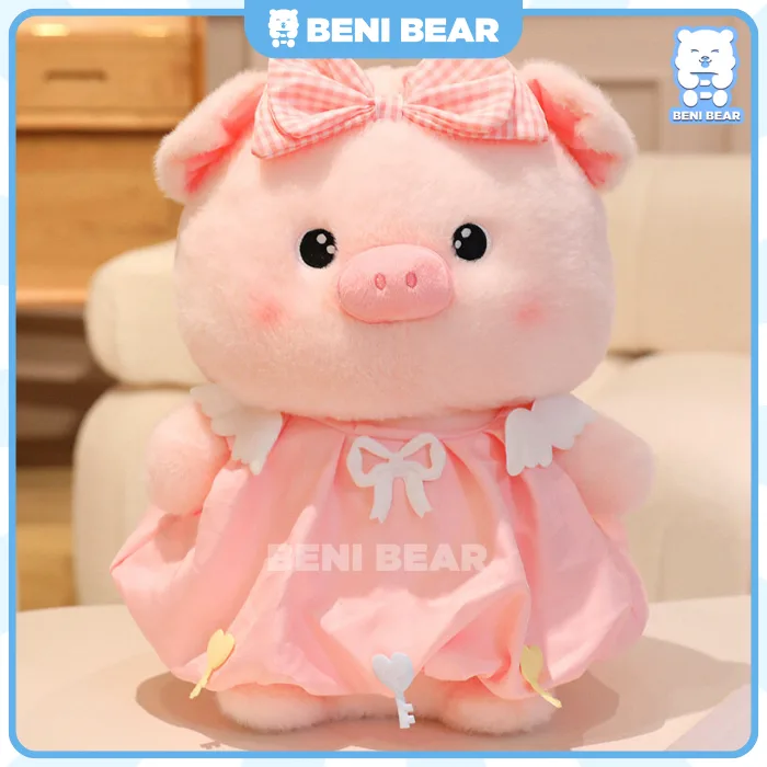Hình ảnh gấu bông Heo váy bí màu hồng
