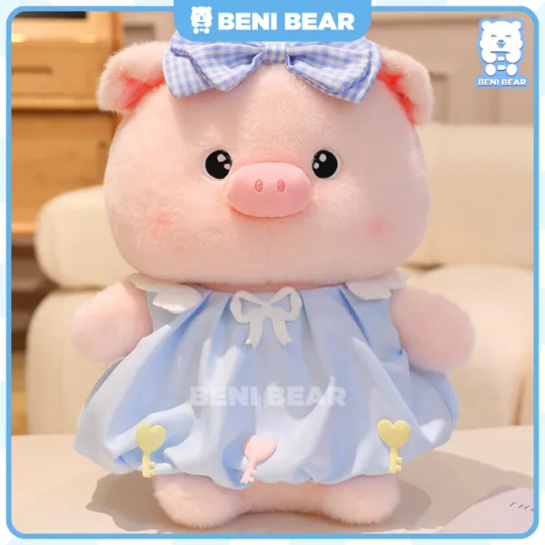 Hình ảnh gấu bông Heo Mặc Váy Bí màu xanh
