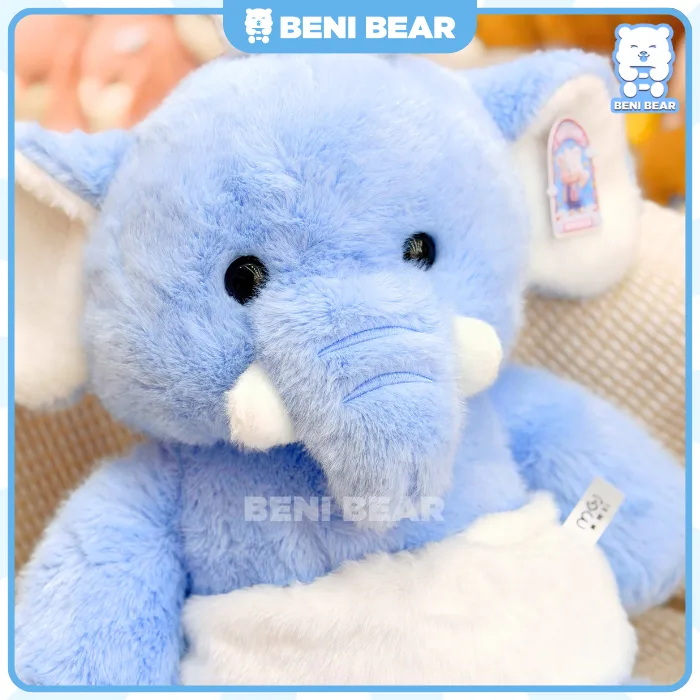 Cận cảnh gấu bông Voi Baby Mặc Bỉm, Voi bông màu xanh đáng yêu.