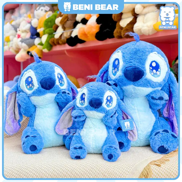 Hình ảnh sản phẩm Stitch xanh cùng đôi mắt sao đủ kích cỡ khác nhau.