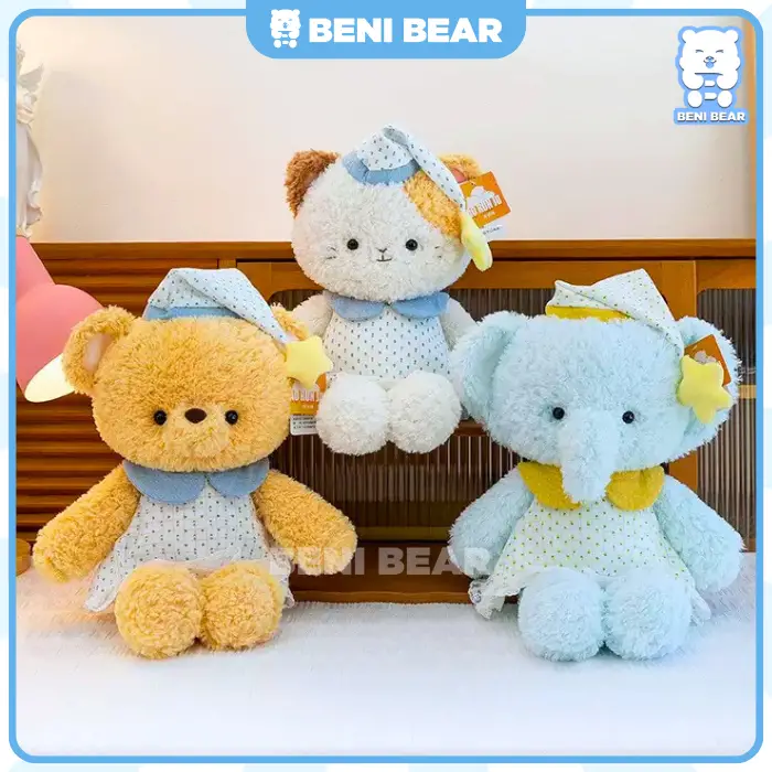 hình ảnh sản phẩm Gấu Bông Thú Ngủ Nón Sao.