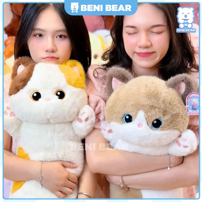 Gấu bông gối ôm mèo biểu cảm đáng yêu, xinh xắn.